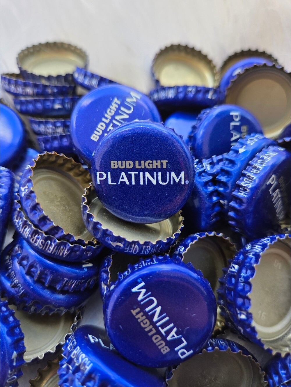 Budlight Platinum - Platinum Blue Bottle Caps - DIY - 50 Count